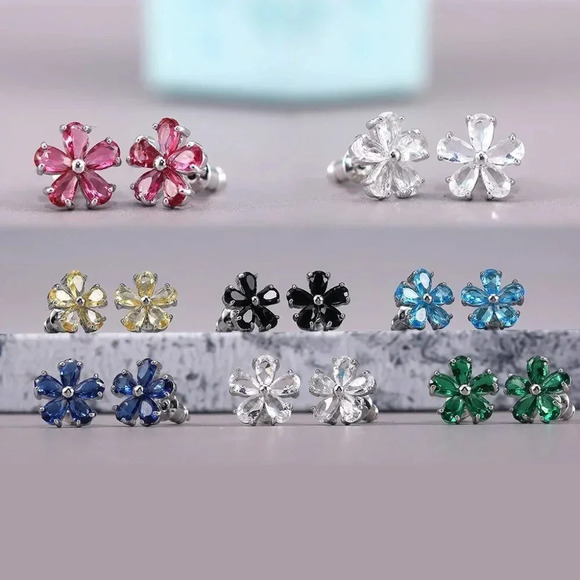 🍁 Beautiful Tiny Plum Blossom Zircon Dainty Stud Earrings for Women, UNVN12460 - Picture 4 of 4